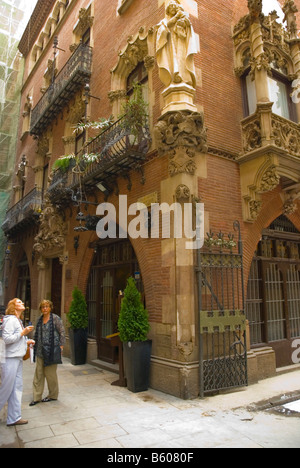 Al di fuori di Els Quatre Gats ristorante nel Barri Gotic quartiere di Barcellona Spagna Europa Foto Stock