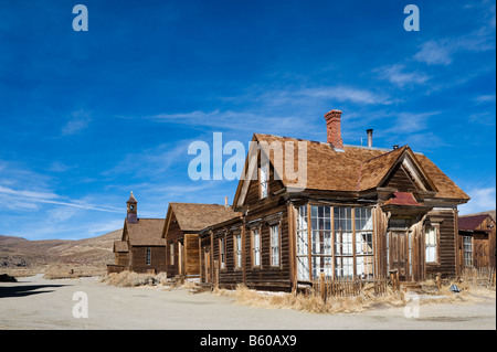 J S Caino House, Green Street, 19il thC miniere d'oro città fantasma di Bodie vicino a Bridgeport, Sierra Nevada, in California, Stati Uniti d'America Foto Stock