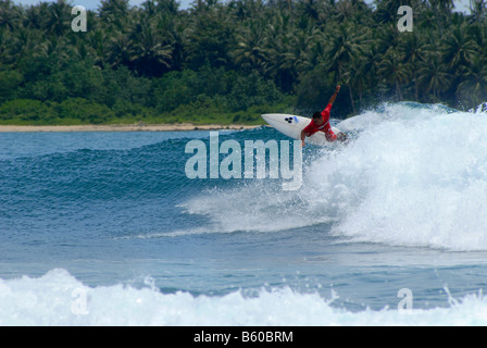 Leggendaria isola di surf break in Oceano Indiano Foto Stock