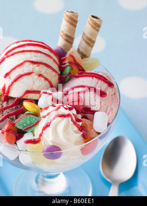 Trio di Gelato e gelato dolce Foto Stock