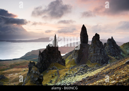 Il Storr (Ago Rock e il vecchio uomo di Storr), Isola di Skye, Scotland, Regno Unito Foto Stock
