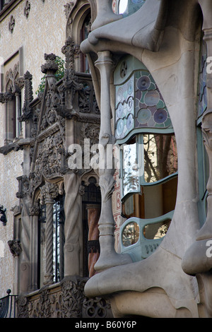 Dettaglio della Casa Batllo a Barcellona, Spagna, Europa Foto Stock