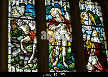 La finestra della Chiesa, Sant'Andrea, Cattedrale Gotica del Duomo, pozzi, Mendip, Somerset, Inghilterra, Gran Bretagna, Europa Foto Stock