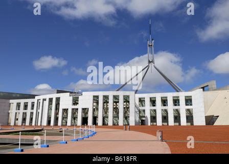 Ingresso la facciata della nuova Casa del Parlamento, Canberra, Australia Foto Stock