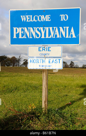 Benvenuti in Pennsylvania State segno lungo l'autostrada Foto Stock