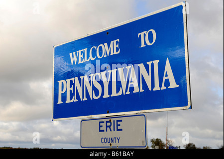 Benvenuti in Pennsylvania State segno lungo l'autostrada Foto Stock