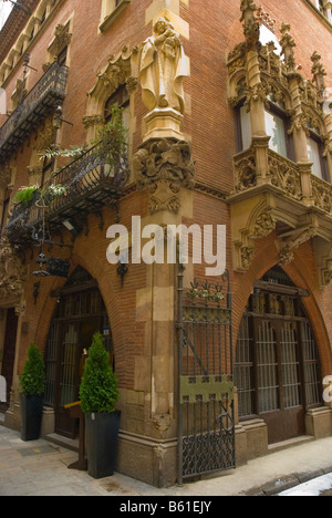 Al di fuori di Els Quatre Gats ristorante nel Barri Gotic quartiere di Barcellona Spagna Europa Foto Stock