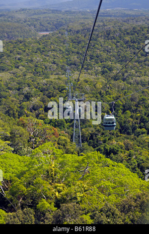 Skyrail Rainforrest funivia, 7.5km lungo, la funivia più lunga del mondo, Kuranda, Queensland, Australia Foto Stock