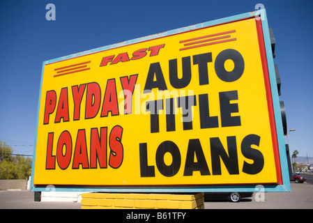 Close-up di segno per payday loan / auto prestito titolo business. Foto Stock