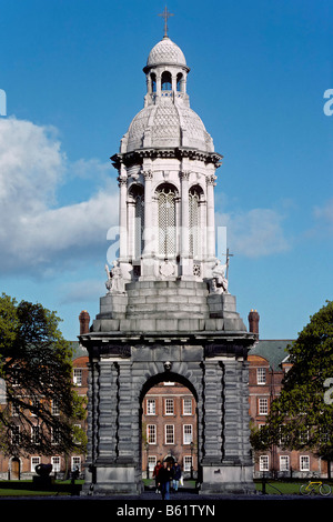 Il Trinity College, il campanile, il campanile, Dublino, Irlanda, Europa Foto Stock