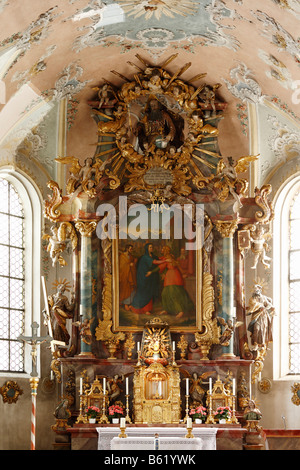 L'altare della Maria Unter Der Egg chiesa di pellegrinaggio, Peiting, Pfaffenwinkel, Alta Baviera, Germania, Europa Foto Stock