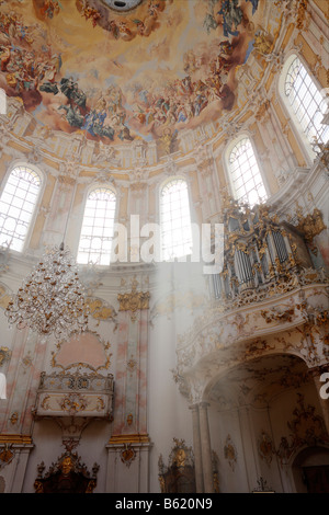 Organo in Ettal Abbey Church, Alta Baviera, Germania, Europa Foto Stock