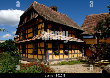 Historic Alsation casa in legno e muratura, eco-museo, Ungersheim, Alsazia, Francia, Europa Foto Stock