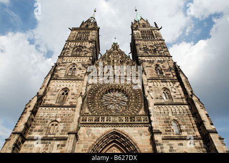 Lorenzkirche, Chiesa torri, il centro storico di Norimberga, Media Franconia, Baviera, Germania, Europa Foto Stock