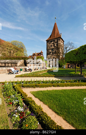 Buergermeistergarden Park, il Castello di Norimberga, il centro storico di Norimberga, Media Franconia, Baviera, Germania, Europa Foto Stock