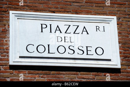 Piazza del Colosseo segno, Roma, Italia, Europa Foto Stock