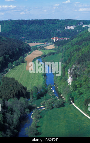 Vista Chiostro Beuron, Valle del Danubio, sveve,Baden Wurttemberg, Germania Foto Stock
