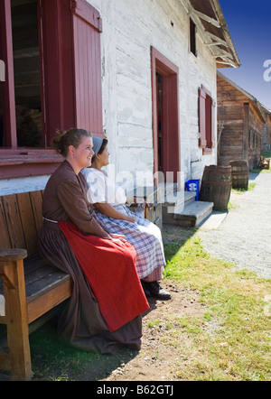 Guide in costume Fort Langley monumento storico nazionale della Columbia britannica in Canada Foto Stock