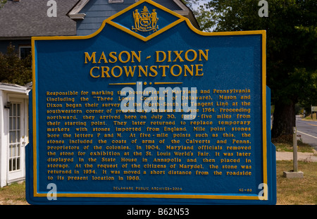 Vecchio Mason Dixon Crownstone marker nel 1764 Paese guida in Marydel Deleware sul confine Foto Stock