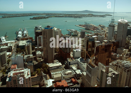 Vista guardando a nord dalla Sky Tower di Auckland, Nuova Zelanda Foto Stock