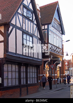 Esempi di jettied, legname incorniciato edifici in Wantage, Oxon Foto Stock