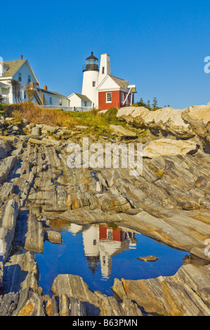 Pemaquid Point lighthouse e Museo di pescatori Pemaquid Maine USA Stati Uniti d'America Foto Stock