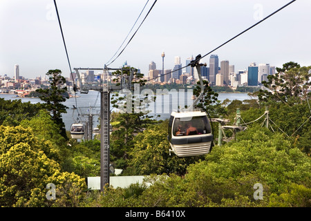 Australia, lo Zoo di Taronga, Skyline Sydney Foto Stock