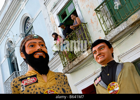 Il Brasile, Olinda, Giant cartapesta burattini utilizzato nel carnevale chiamato Bonecos Gigantes de Olinda Foto Stock