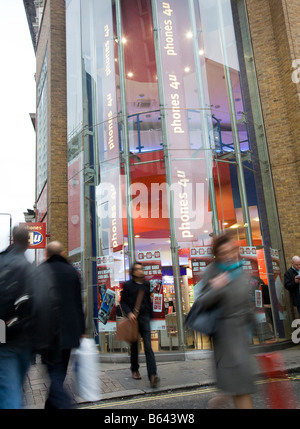 Il ramo di telefoni 4u su Tottenham Court Road Londra un mese prima di Natale 2008 Foto Stock