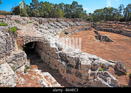 Anfiteatro romano primo secolo A.C. Neapolis, Siracusa, Sicilia Foto Stock