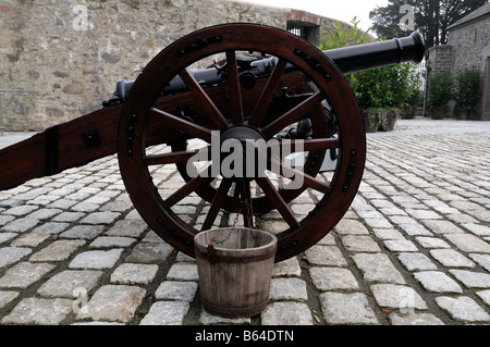 Il cannone sulla Battaglia del Boyne sito sul campo di battaglia a Oldbridge, vicino a Drogheda, nella contea di Meath storia reliquia storica Foto Stock