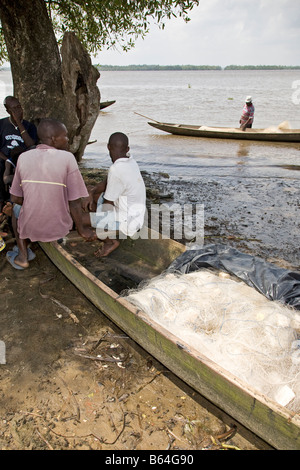 Pirogue Douala Camerun Africa Foto Stock