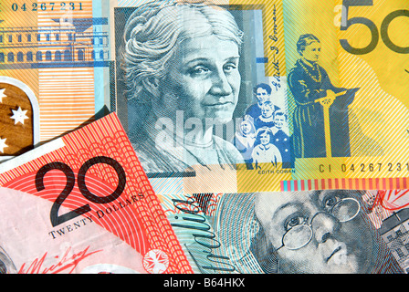 Note australiano venti e cinquanta dollari Foto Stock