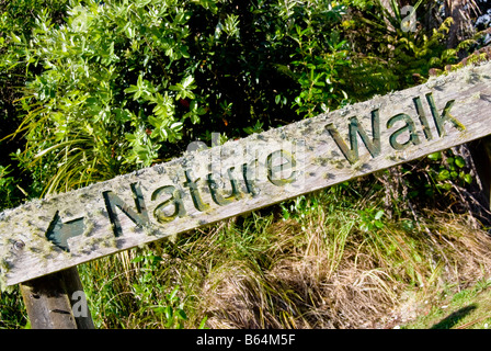 Natura strutturata a piedi cartello in legno Foto Stock