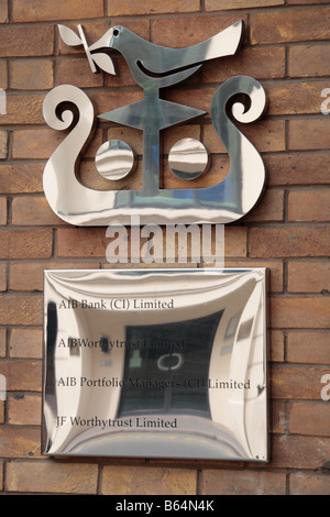 Allied Irish Bank office offshore in Jersey nelle isole del Canale della Manica Foto Stock