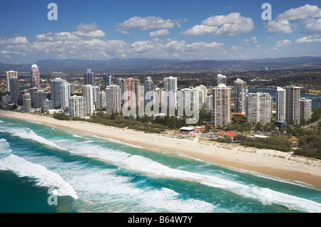 La spiaggia principale di Gold Coast di Queensland antenna Australia Foto Stock