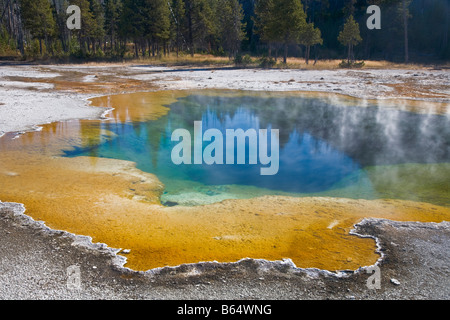 Parco Nazionale di Yellowstone WY: colori e modelli di pool di smeraldo nel nero bacino di sabbia Foto Stock