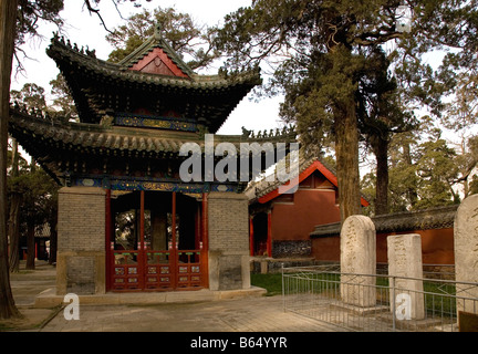 Pavilion e Lapidi Mencius Tempio Zoucheng Shandong Cina Foto Stock