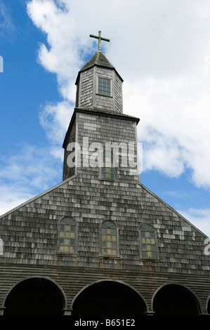 Il Cile, Isola di Chiloe, Isla Quinchao, Achao chiesa, più antico sul Chiloe risalente al 1767 Foto Stock