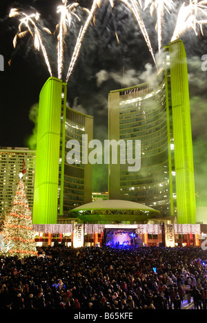 Vacanze di Natale fuochi d'artificio a Toronto Foto Stock