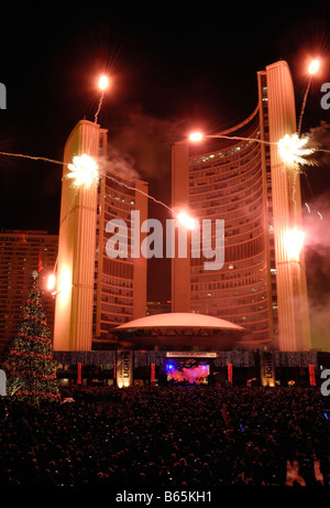 Vacanze di Natale fuochi d'artificio a Toronto Foto Stock