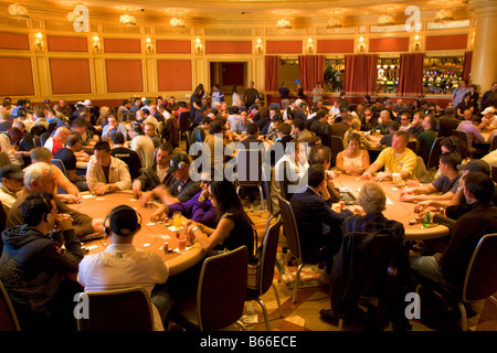 La sala da poker al 2008 World Poker Tour Festa Al Lago torneo di poker al Bellagio Resort and Casino Las Vegas Nevada Foto Stock