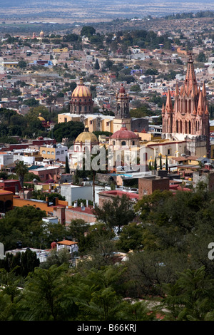 Una panoramica della città di San Miguel De Allende, Messico. Foto Stock