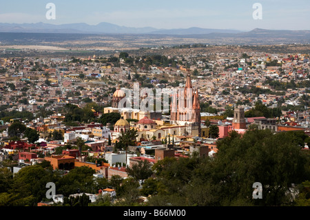 Una panoramica della città di San Miguel De Allende, Messico. Foto Stock