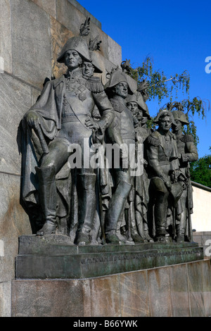 Dettaglio della statua equestre del maresciallo di campo Mikhail Kutuzòv e suoi generali a Mosca, Russia Foto Stock