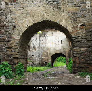 Le mura della città, Kamianets Podilskyi (Kamenetz, Kamieniec), Podolia, Khmelnytskyi Oblast (regione), Ucraina Foto Stock