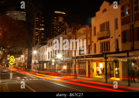 George Street di notte le rocce Sydney New South Wales AUSTRALIA Foto Stock