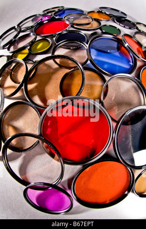 Primo piano di colorati i filtri fotografici Foto Stock