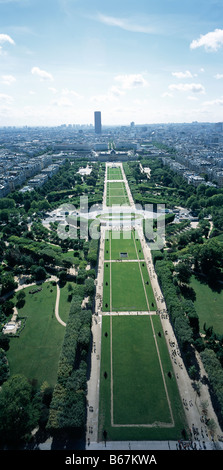 Champ de Mars e dalla Tour Eiffel, Paris, Francia Foto Stock