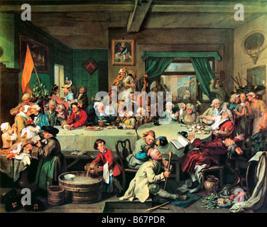 Un'Elezione Entertainment William Hogarth una scena di chicche e turbamenti durante l'Inglese Generale Elezione del 1754 Foto Stock